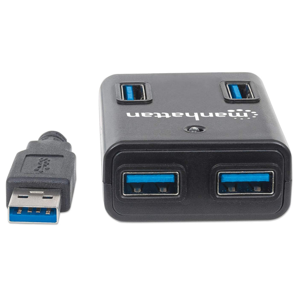 Manhattan USB-A 4-Port Hub, 4x USB-A Ports, 5 Gbps (USB 3.2 Gen1 aka USB 3.0), AC or Bus Power, Fast charge up to 0.9A per port with inc power adapter, SuperSpe – image 3