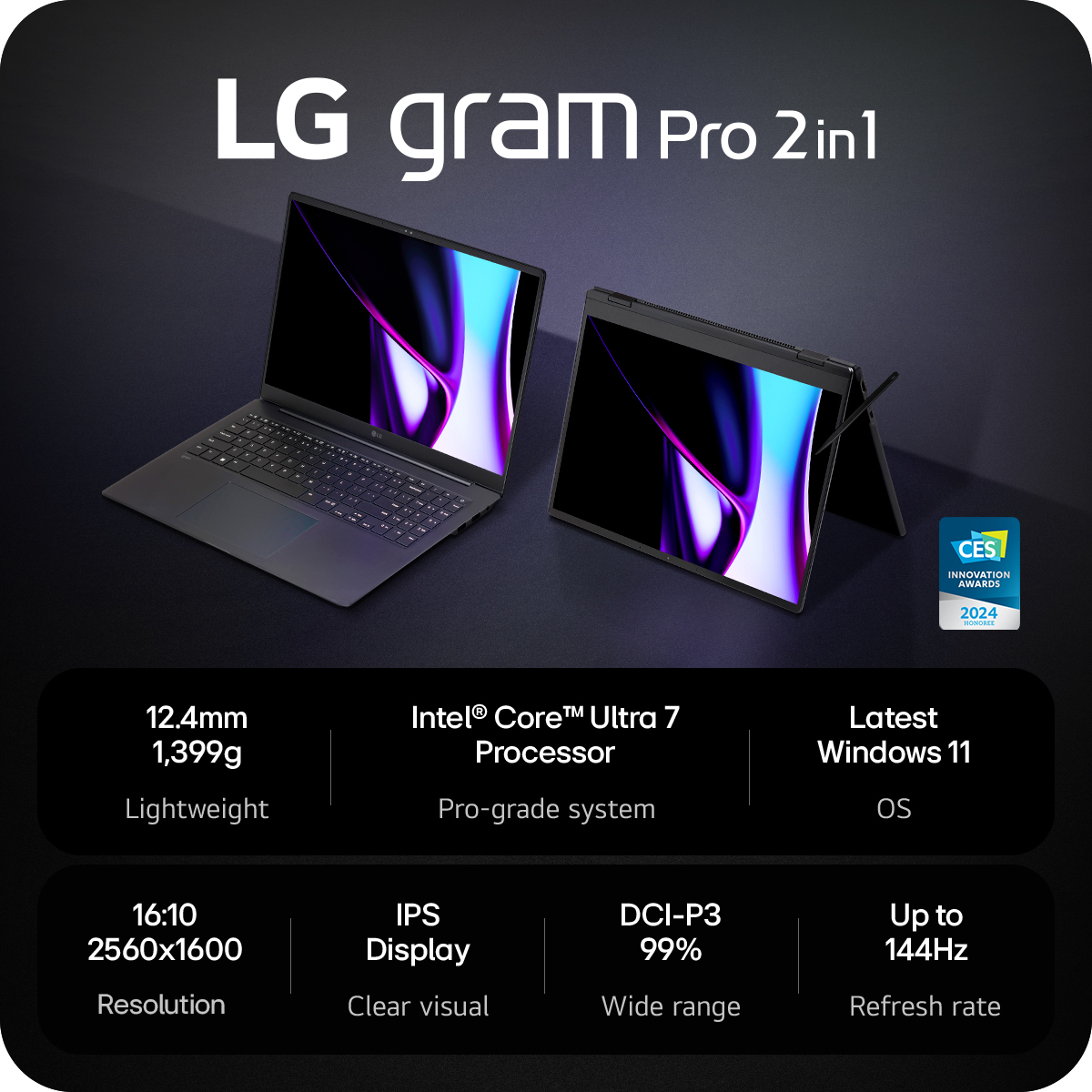 LG Gram Pro 16T90SP-G.AA78A1 laptop Intel Core Ultra 7 155H Hybrid (2-in-1) – image 3