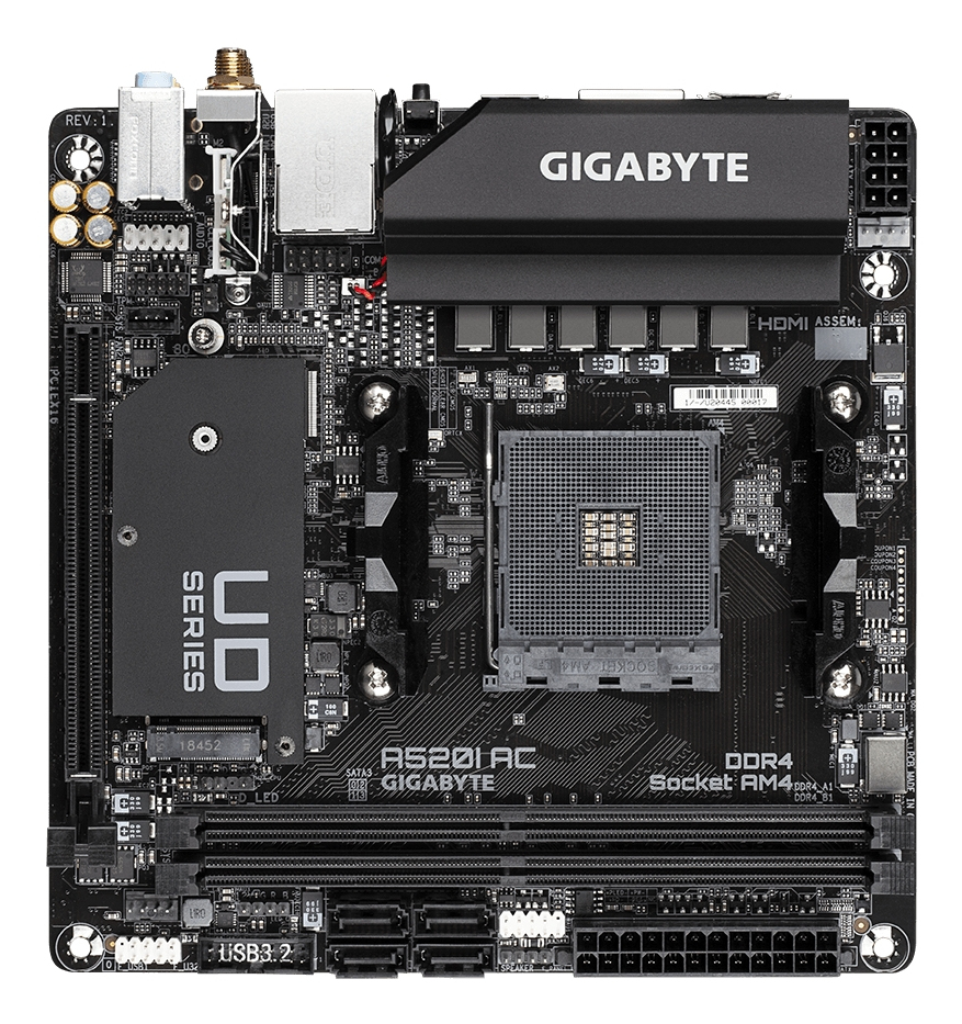 GIGABYTE A520I AC Motherboard AMD A520 Sockel AM4 mini ITX