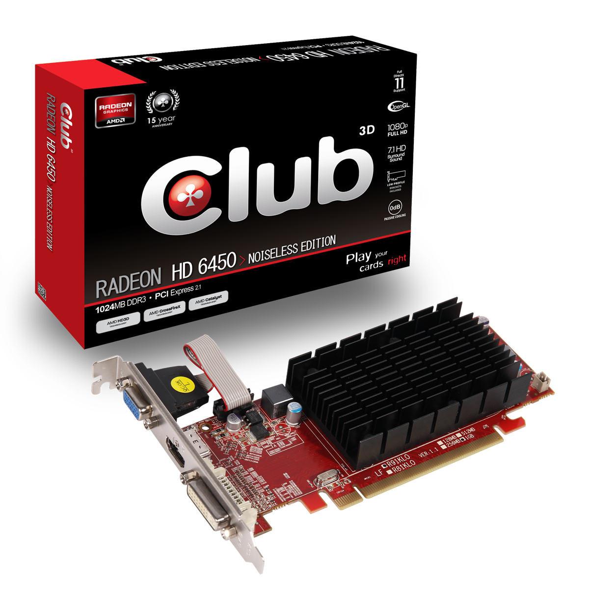 CLUB3D CGAX-64524LI graphics card AMD Radeon HD6450 – image 1