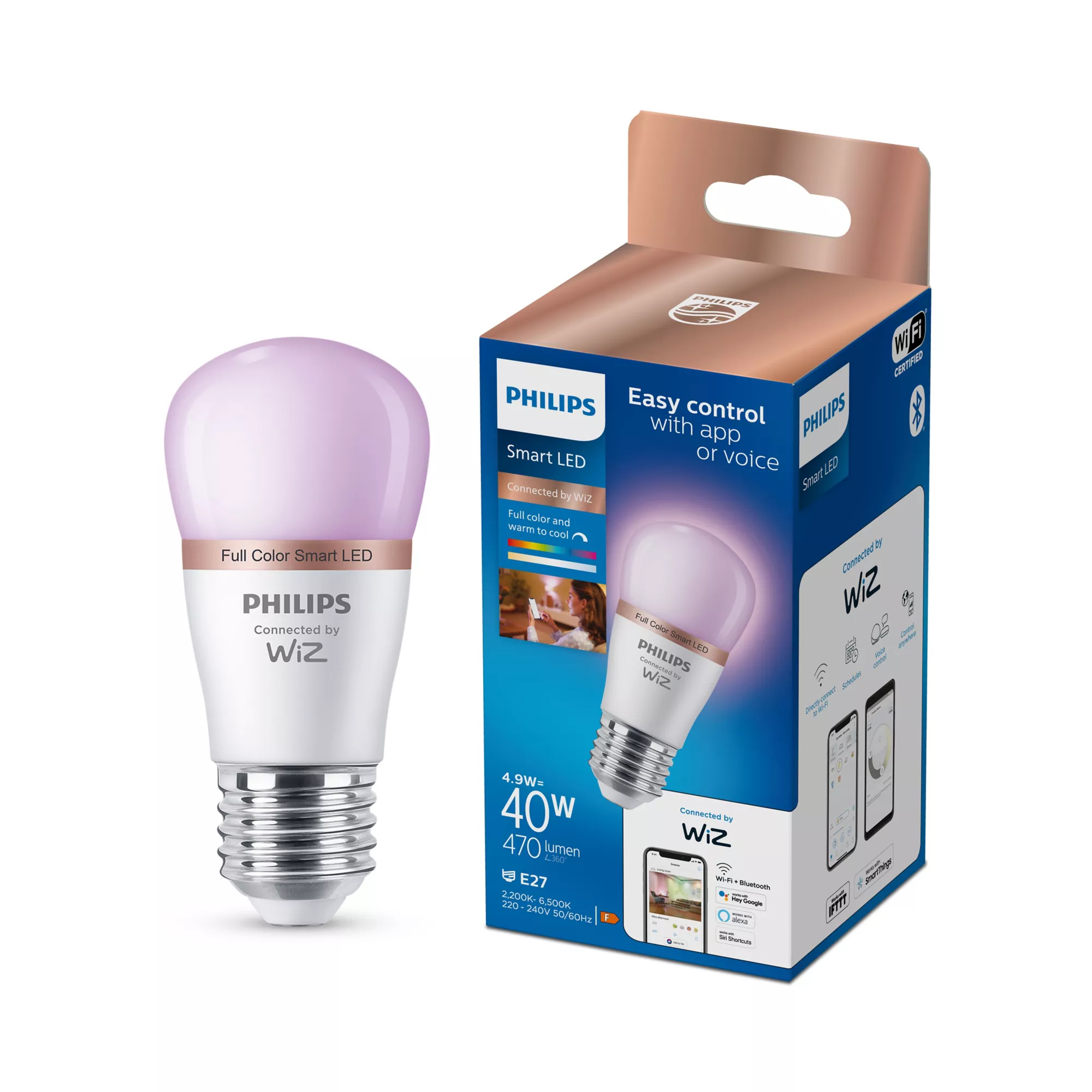 Philips by Signify Philips Smart LED RGB P45 Bulb, E27 Base, 470 lm – image 2