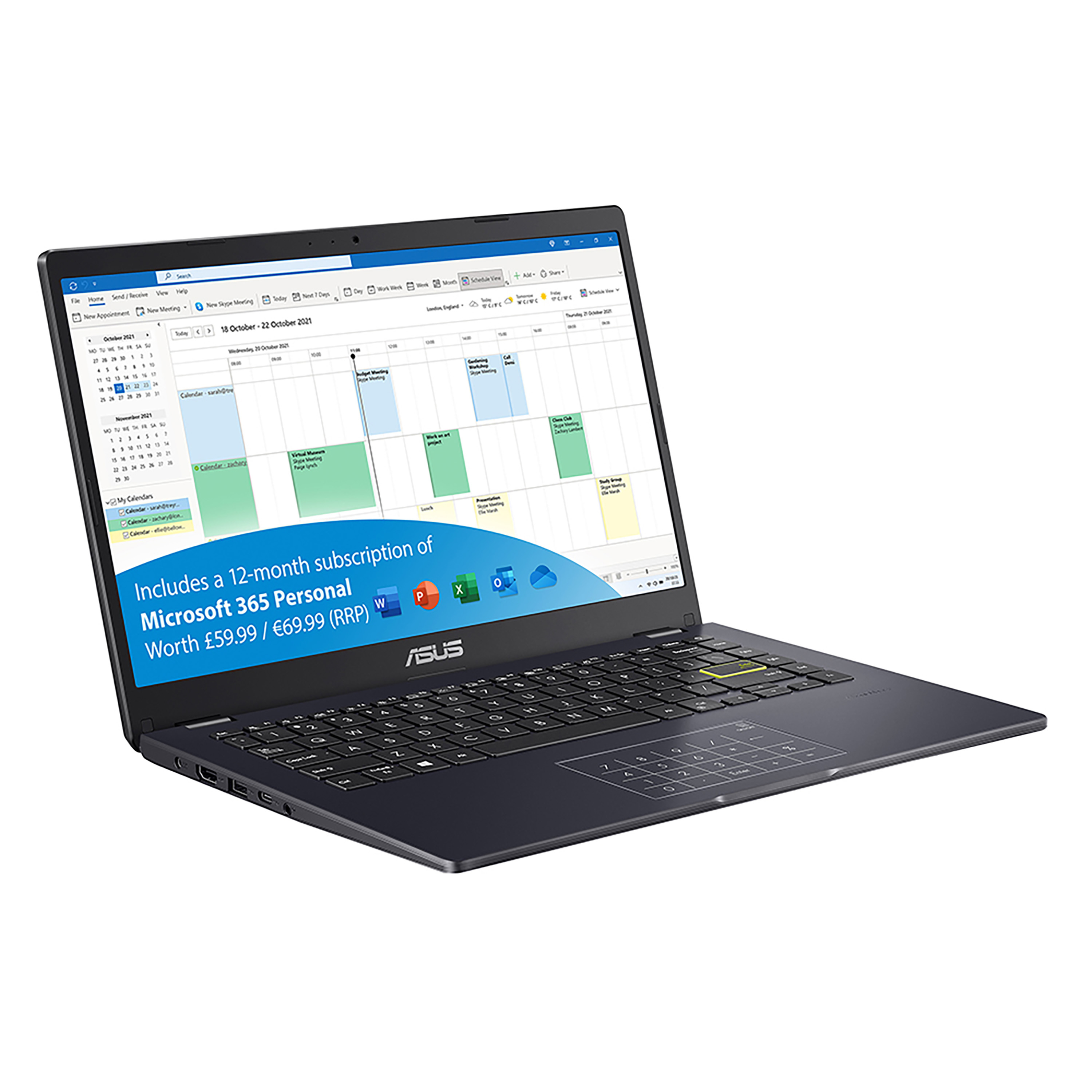 ASUS Vivobook Go 14 E410KA-EK383WS Intel® Celeron® N N4500 Computer portatile 35,6 cm (14") Full HD 4 GB DDR4-SDRAM 64 GB eMM