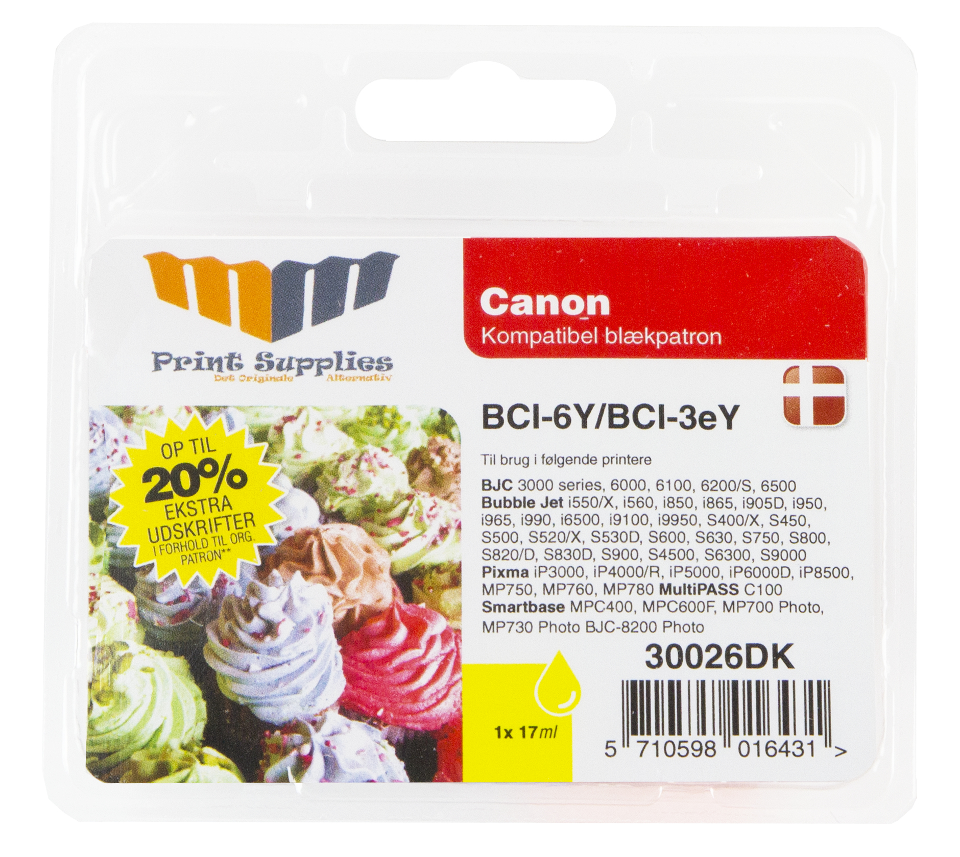 MM Yellow Inkjet Cartridge - Replaces Canon BCI-3eY / BCI-6Y (4482A002 / 4708A002) - 20% Extra ink compared to OEM
