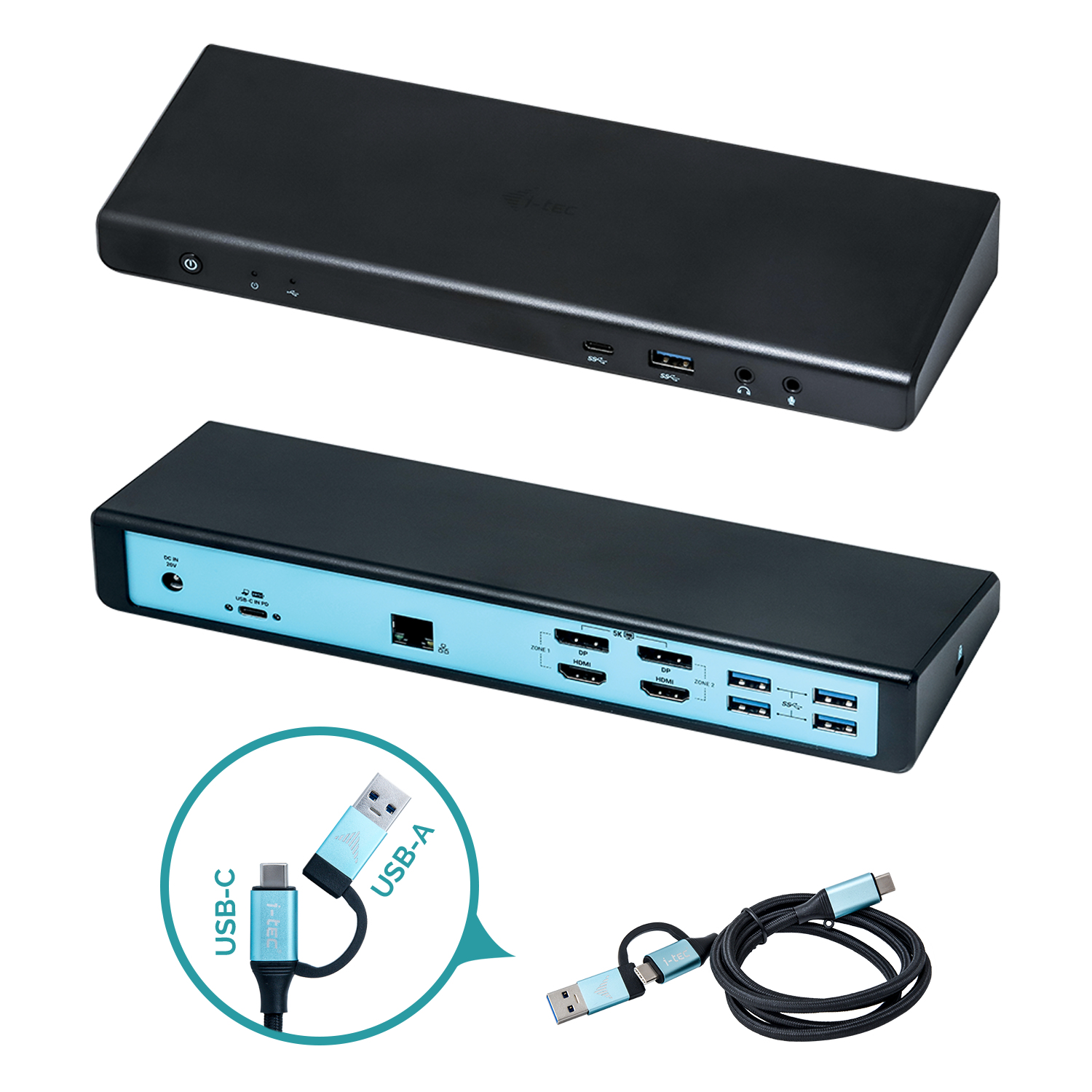 i-tec USB 3.0 / USB-C / Thunderbolt 3 Dual Display Docking Station + Power Delivery