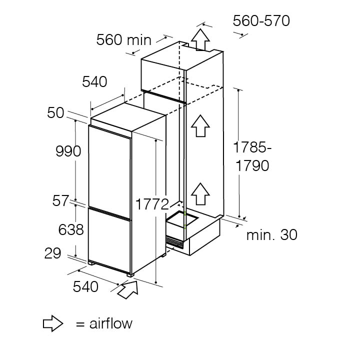 CDA FW927 Integrated 70/30 combination fridge freezer – image 2