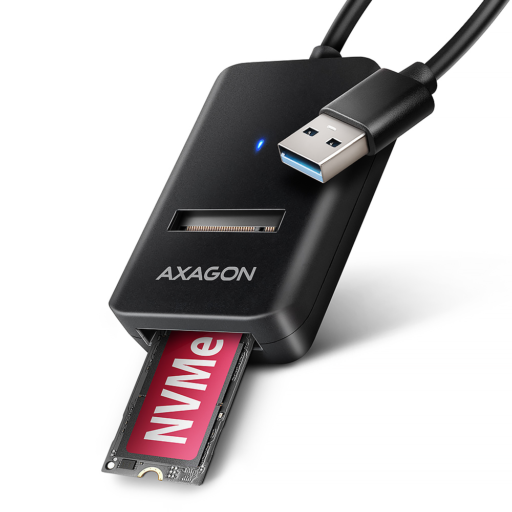 Axagon ADM2-AM USB-A 10Gbps - M.2 NVMe & SATA SSD adaptér, kabelis USB-A 10cm Box esterno SSD Nero