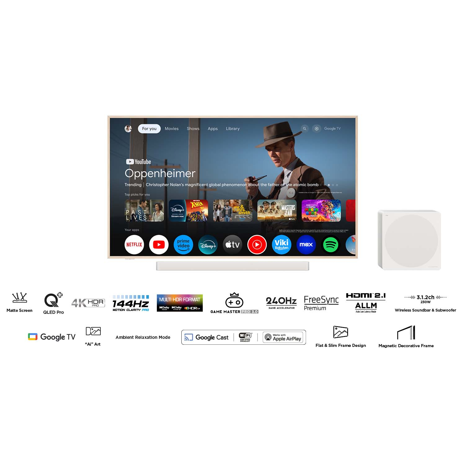 Pack TV QLED Pro TCL 65A300PRO NXTVISION 165 cm 4K UHD Aluminium brossé Barre de son 3.1.2ch avec caisson de basses — photo 12