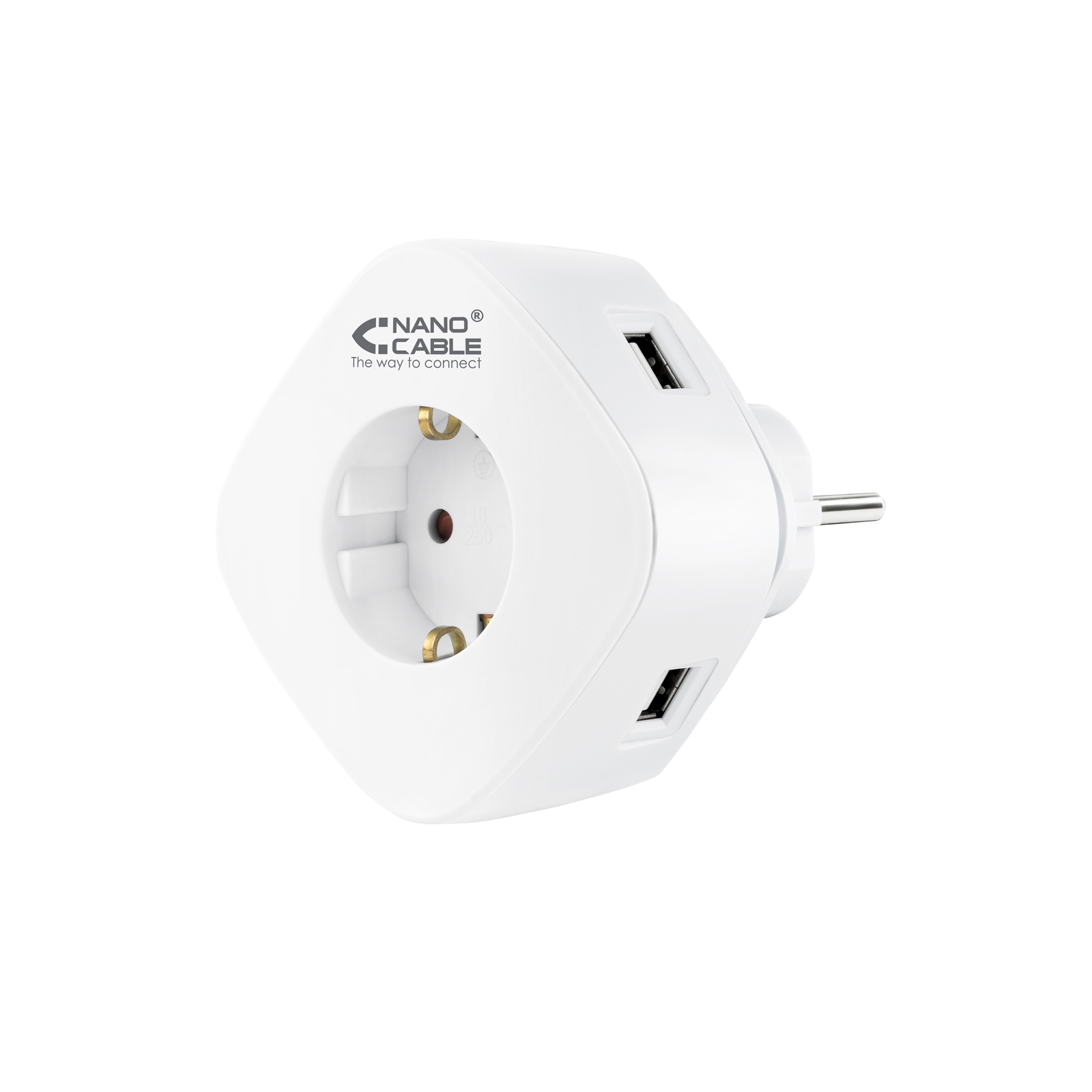 Nanocable Universal charger with 3 USB's (2 USB A + 1 USB-C) and integrated socket
