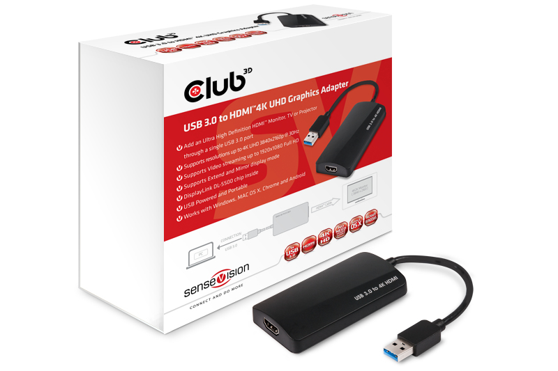 CLUB3D SenseVision USB 3.0 to HDMI™ 4K UHD Graphics Adapter – image 2