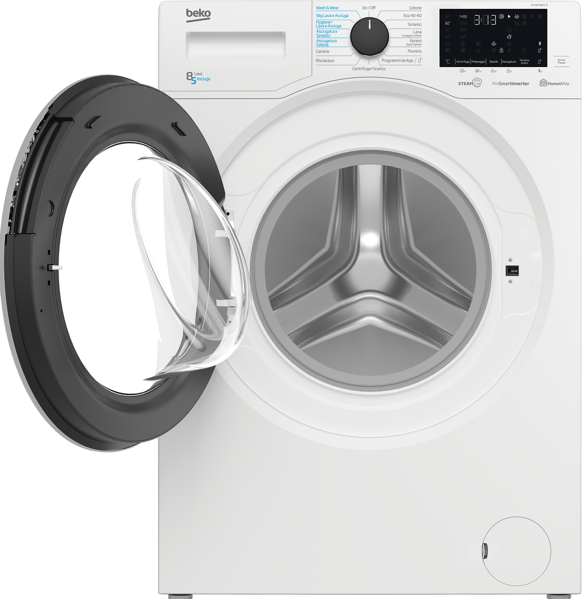 Beko HTV8736XS-IT washer dryer Freestanding Front-load White – image 3