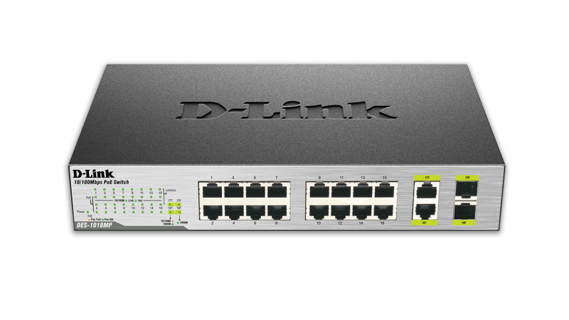 D-Link DES-1018MP network switch Unmanaged Fast Ethernet (10/100) Power over Ethernet (PoE) Black – image 2