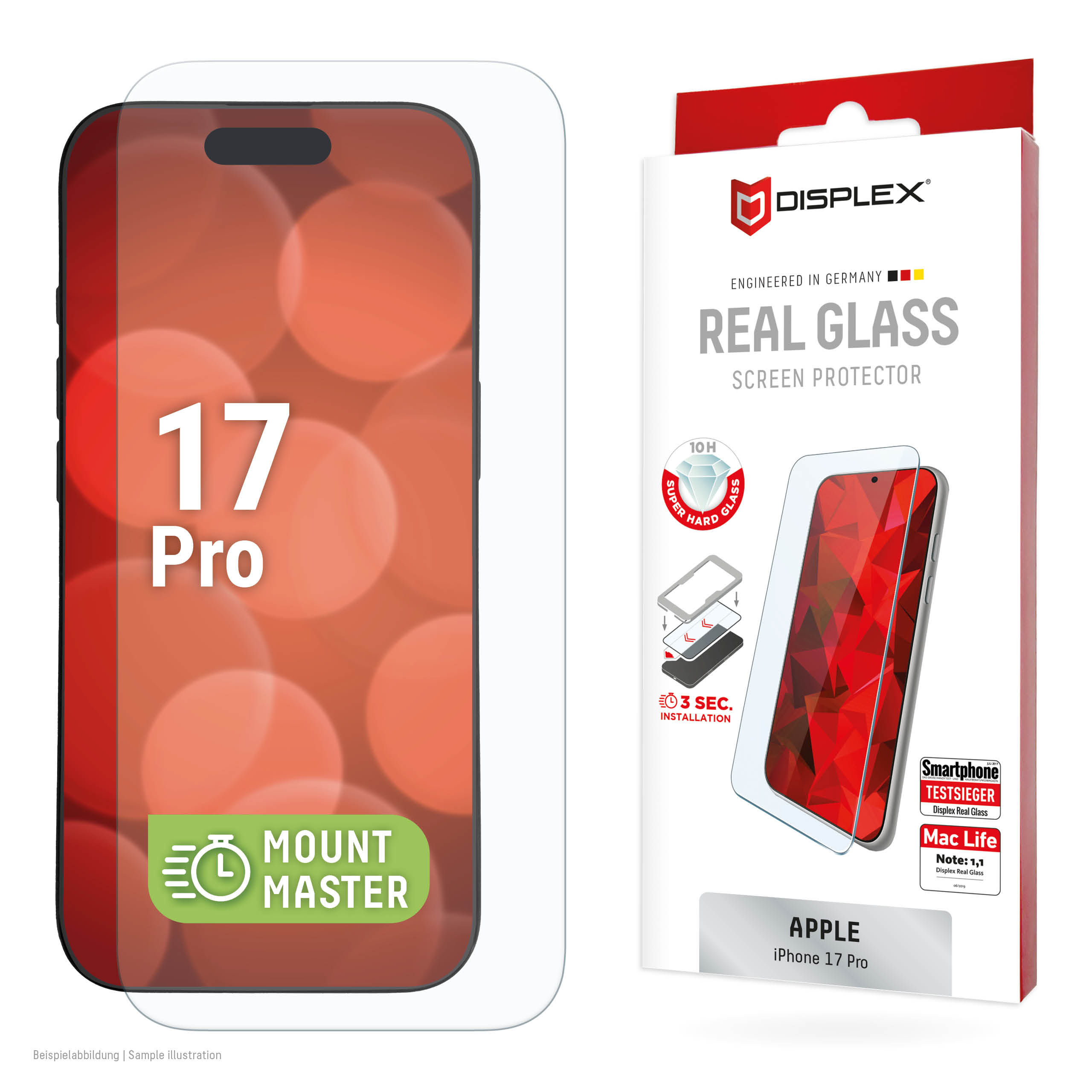 Displex Screen Protector (10H) for Apple iPhone 17 Pro, scratch resistant