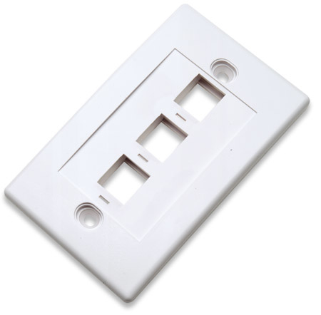 Tapa para Caja de Pared Intellinet 163309, 3 Puertos Keystone, Color Blanco