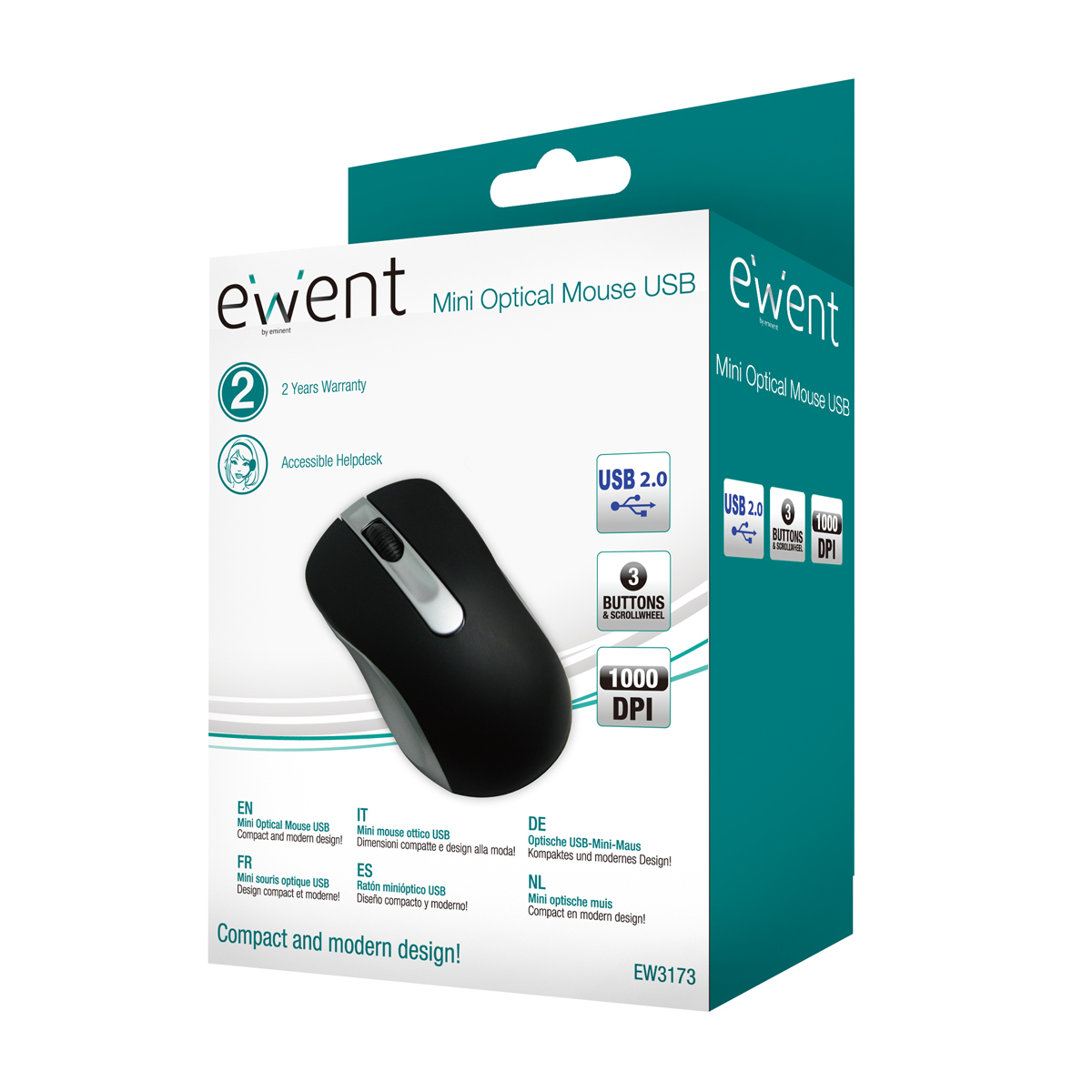 Ewent EW3173 mouse Office Ambidextrous USB Type-A Optical 1000 DPI – image 3