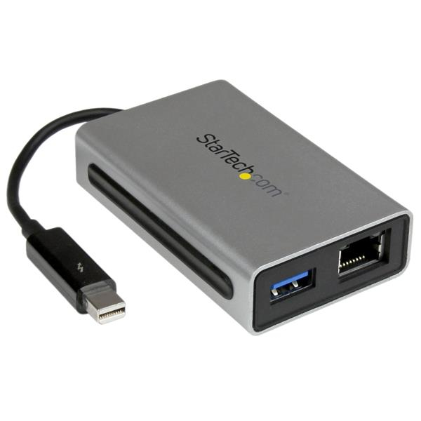 StarTech.com Thunderbolt to Gigabit Ethernet plus USB 3.0 - Thunderbolt Adapter – image 1