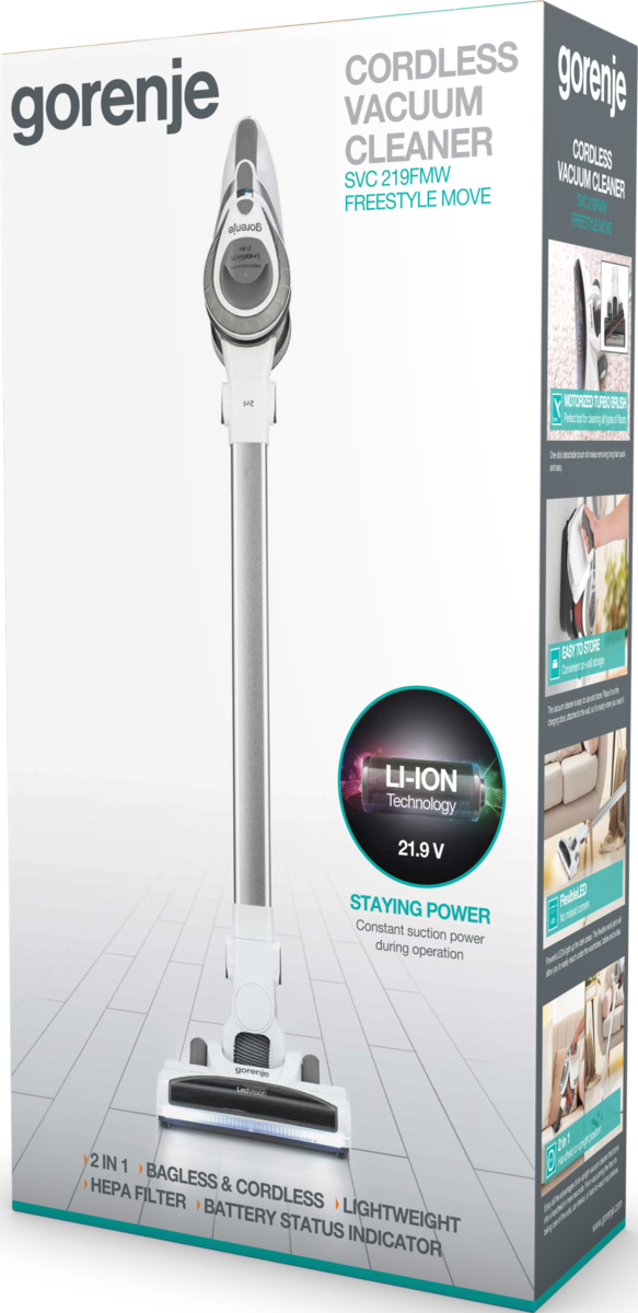 Gorenje SVC219FMW 2-in-1 stick vacuum Battery Dry HEPA Bagless White – image 4