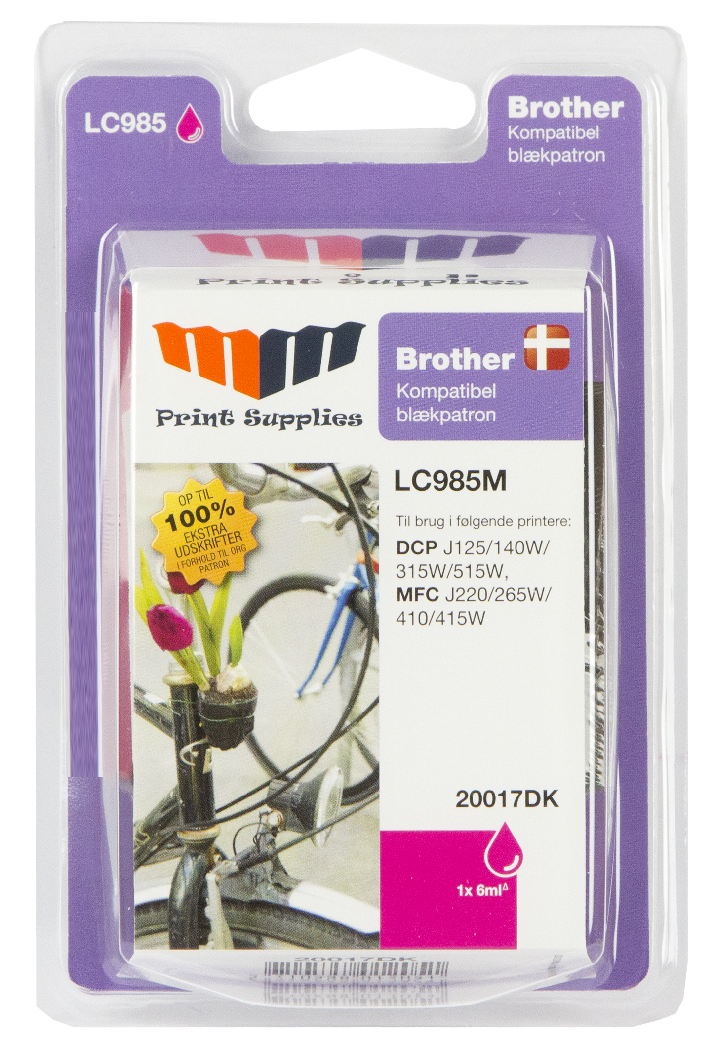 MM Magenta Inkjet Cartridge - Replaces Brother LC985M - 100% Extra ink compared to OEM