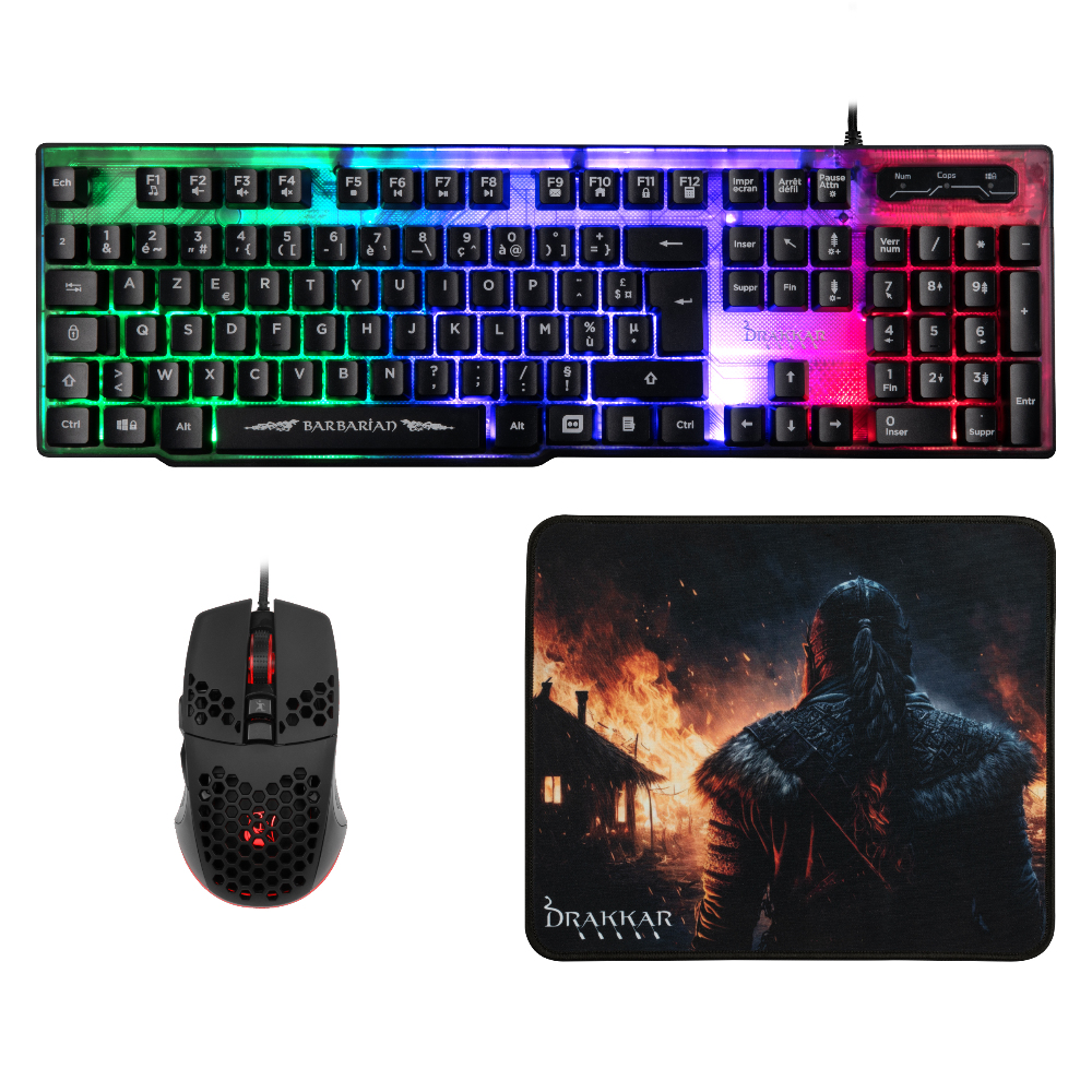 Konix 61889000004 keyboard Mouse included Gaming USB AZERTY French Black – image 1