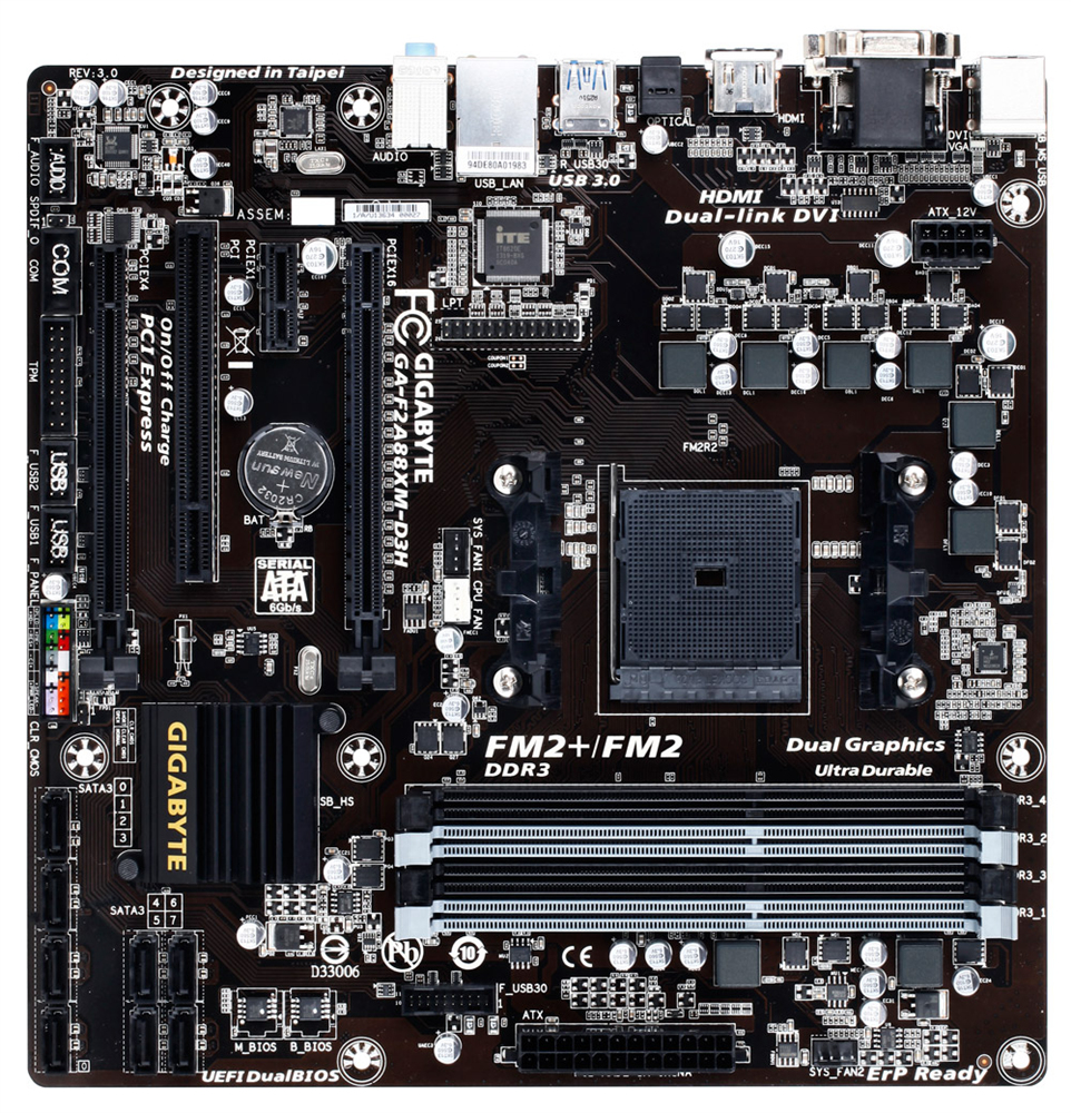 GIGABYTE GA-F2A88XM-D3H motherboard AMD A88X Socket FM2+ micro ATX – image 2