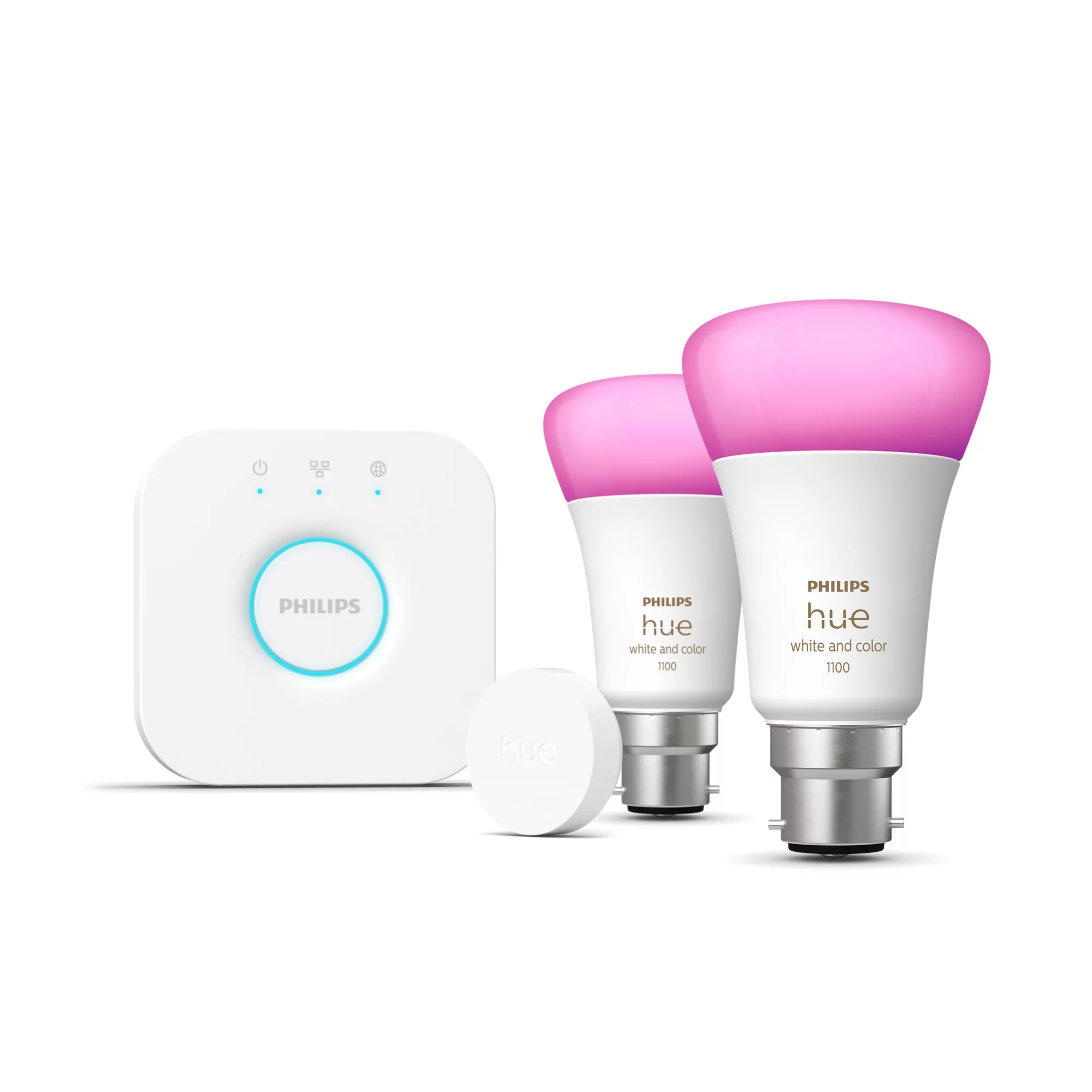 Philips by Signify Kit de démarrage : 2 ampoules connectées B22 (1100) + bouton connecté