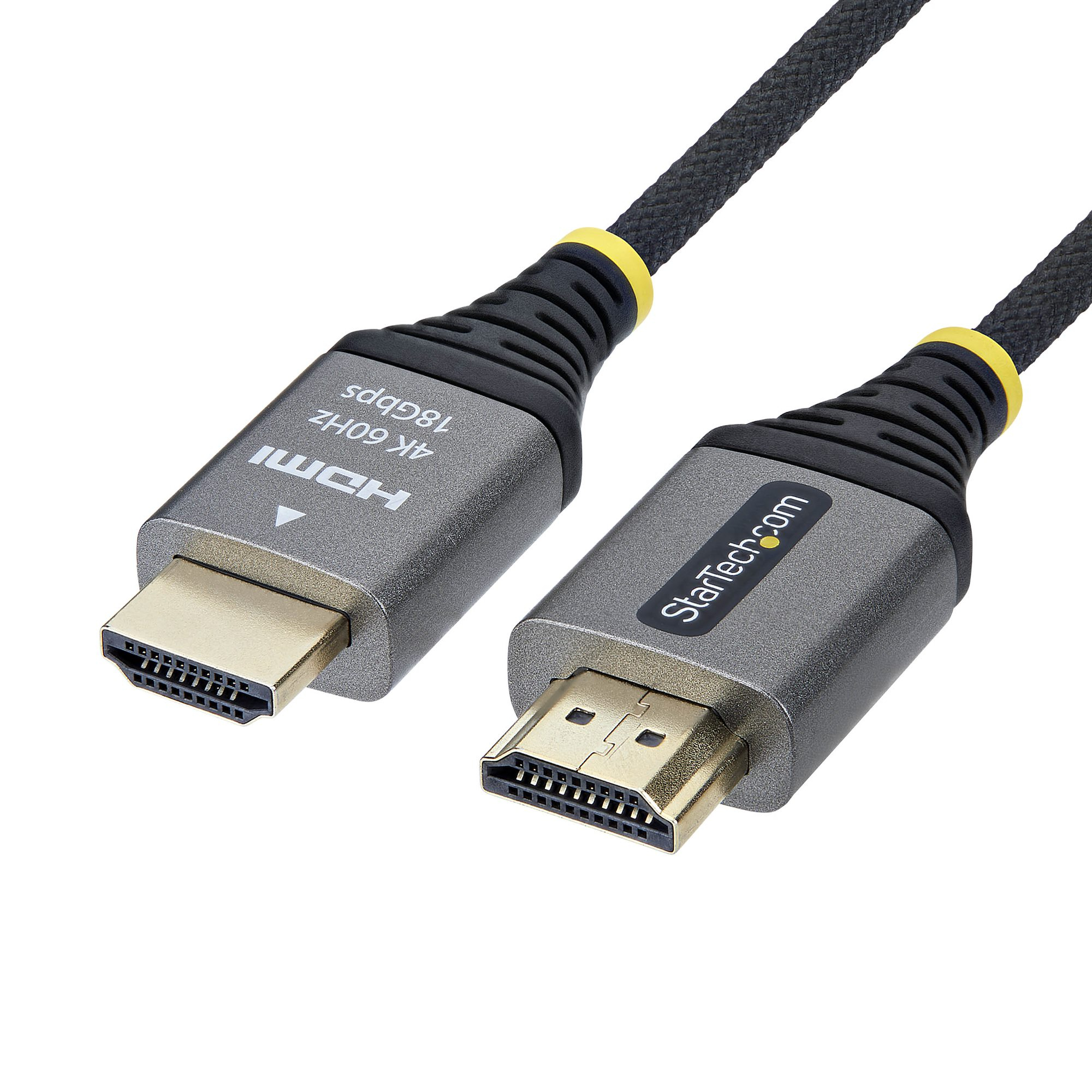 StarTech.com Câble HDMI Haute Vitesse Certifié Premium 50cm (1,6ft), Ultra Flexible, 4K 60Hz/1440p 144Hz avec HDR10/ARC, 18Gbps, Cordon HDMI Tressé Haute Flexibilité