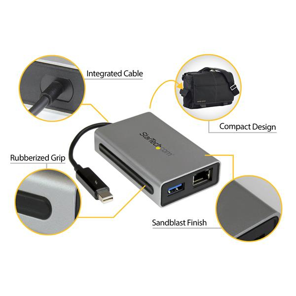StarTech.com Thunderbolt to Gigabit Ethernet plus USB 3.0 - Thunderbolt Adapter – image 7
