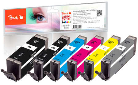 Peach 320523 ink cartridge 6 pc(s) Compatible High (XL) Yield Black, Cyan, Grey, Magenta, Yellow