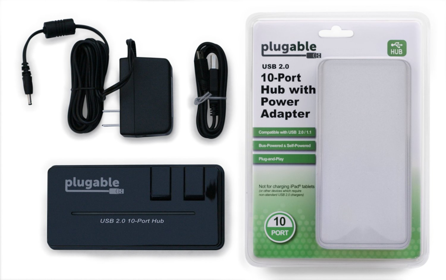 Plugable Technologies USB2-HUB10S interface hub 480 Mbit/s Black – image 5