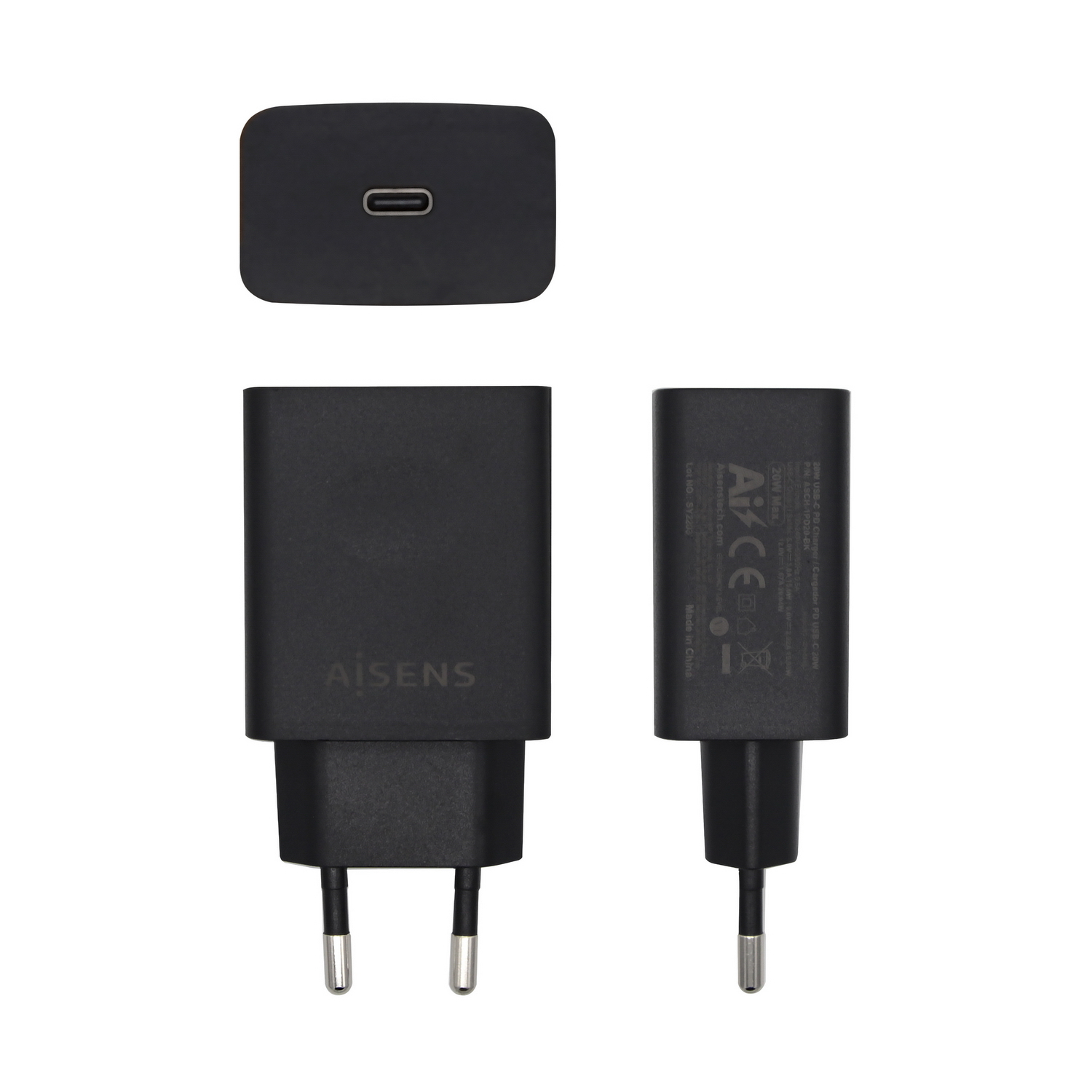 AISENS ASCH-1PD20-BK mobile device charger GPS, MP3, MP4, Mobile phone, Smartphone, Tablet Black AC Indoor – image 2