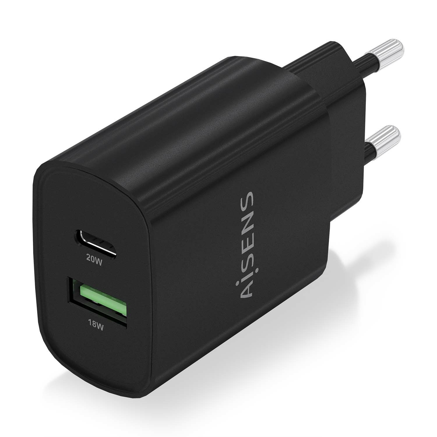 AISENS Cargador 20W, 1xUSB-C PD3.0, 1xUSB-A QC3.0, Negro – image 2
