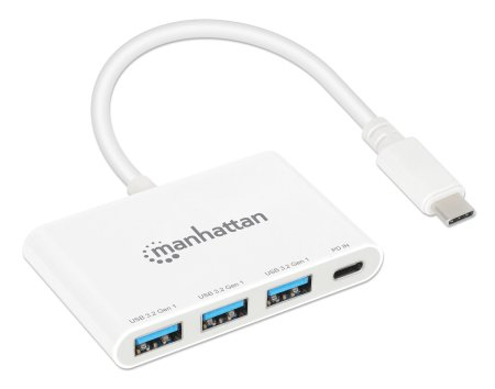 Manhattan USB-C Dock/Hub, Ports (4): USB-A (x3) and USB-C, 5 Gbps (USB 3.2 Gen1 aka USB 3.0), With Power Delivery (100W) to USB-C Port (Note additional USB-C wa – image 2