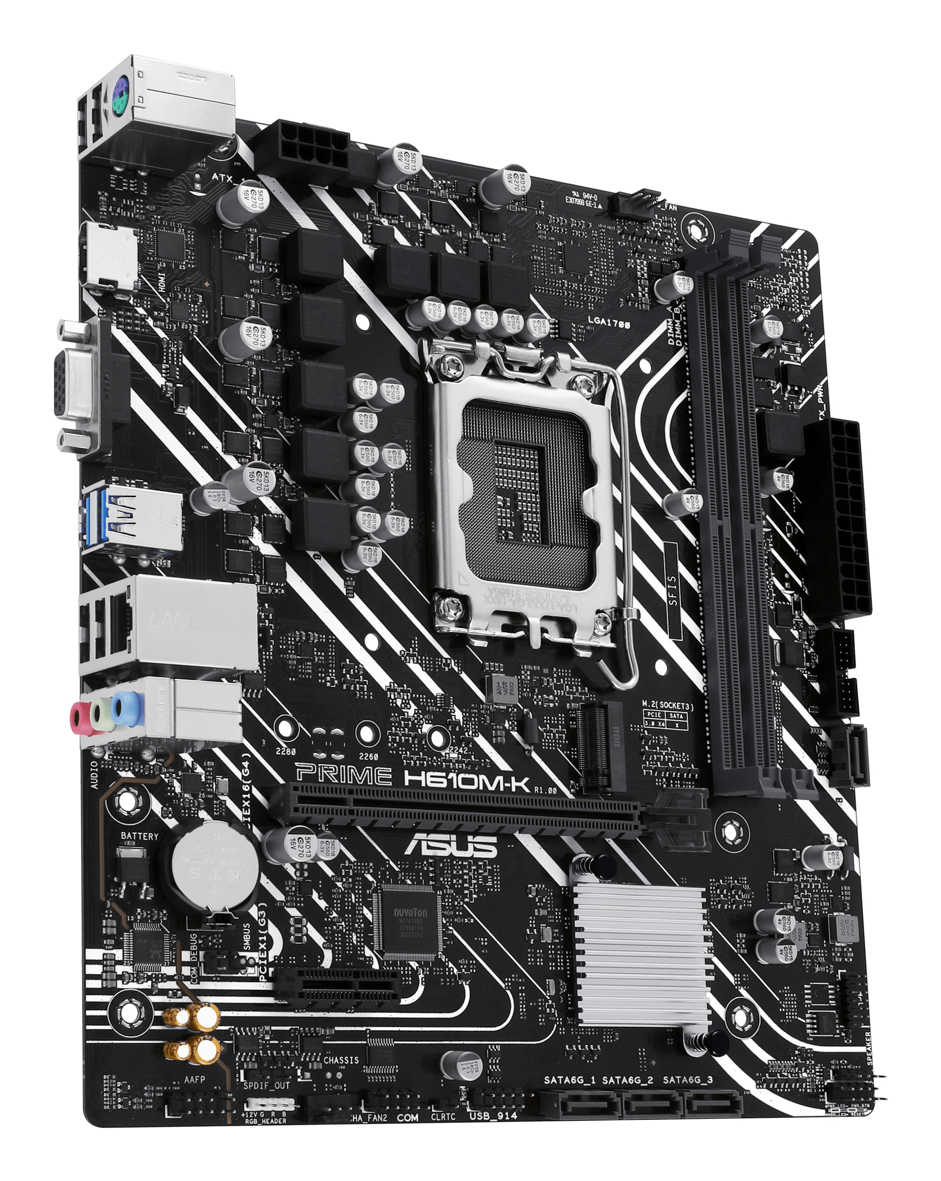 Tarjeta Madre ASUS PRIME H610M-K - Socket 1700 - 2x DDR5 - 4800/5200/5600MHz - HDMI - VGA - USB 2.0/3.2 - Micro ATX - PRIME H610M-K