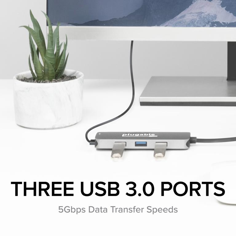 Plugable Technologies USB-C Hub 7-in-1, Driverless USB C Hub Compatible with Mac, Windows, Chromebook, USB4, Thunderbolt 4, and More (4K HDMI, 3 USB 3.0, SD & m – image 6