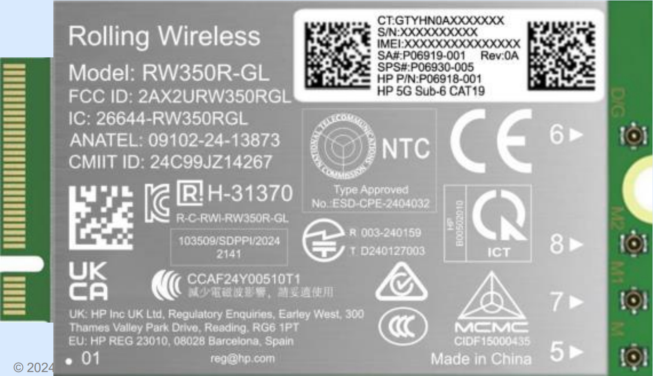 HP 5G Sub-6 WWAN Interno