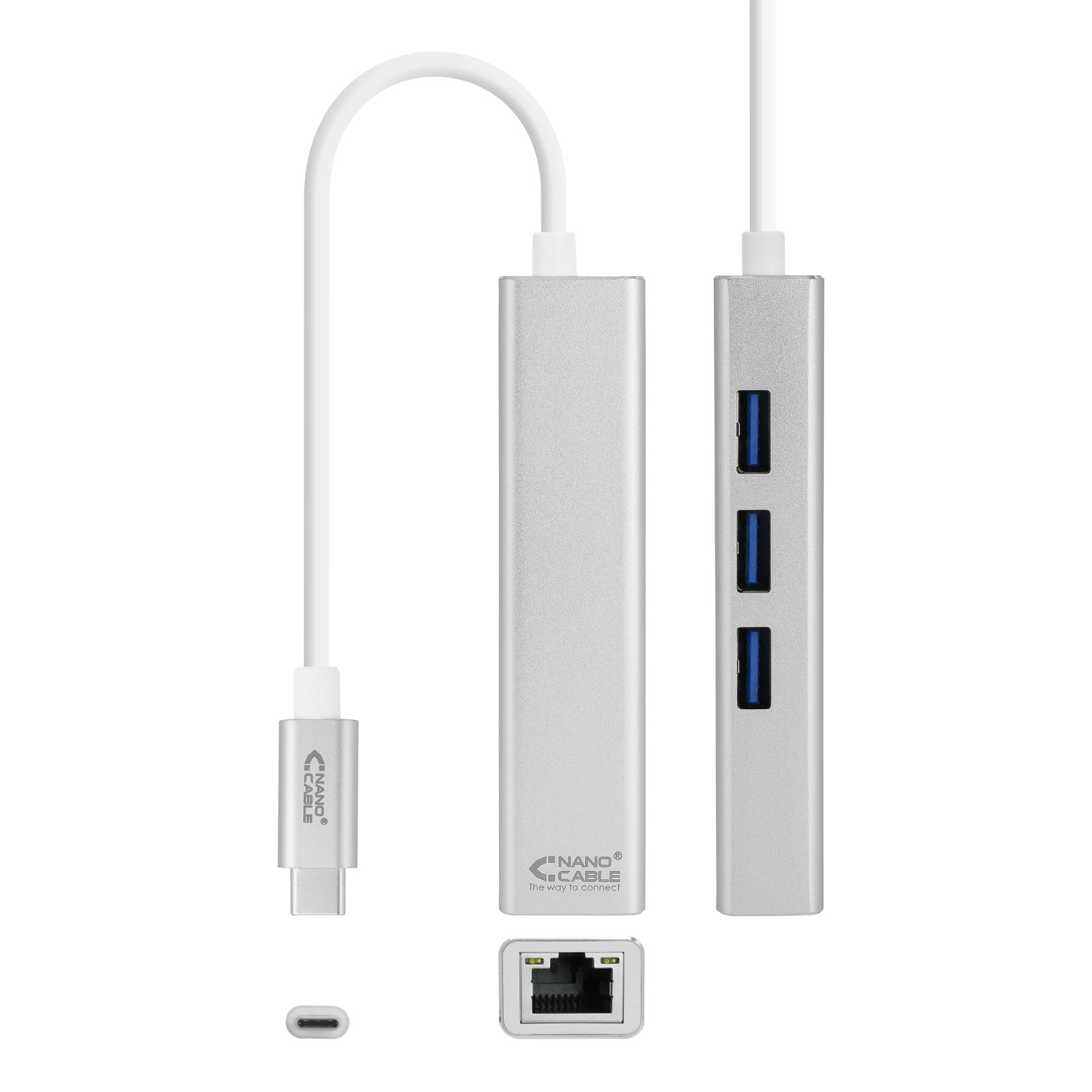 Nanocable USB-C to Ethernet Gigabit + 3x USB 3.0 Converter – image 1