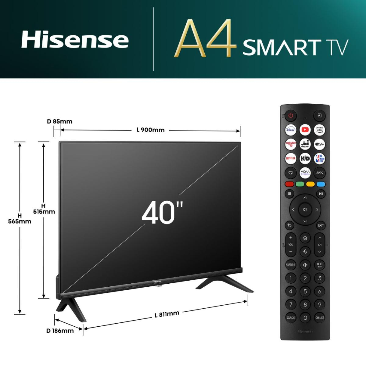 Téléviseur intelligent LED FullHD Hisense 40A4N 40 — photo 2