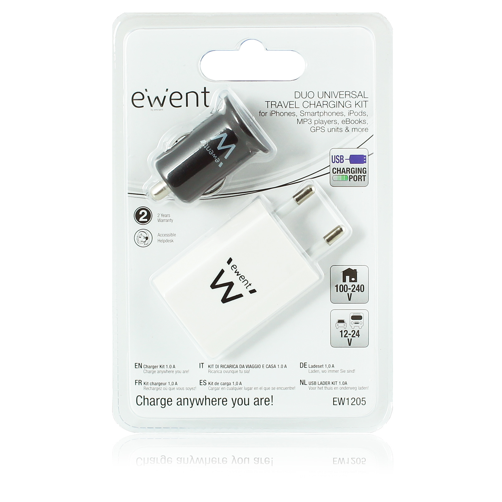 Ewent EW1205 mobile device charger Mobile phone, MP3, Tablet Black, White AC, Cigar lighter Auto, Indoor – image 3