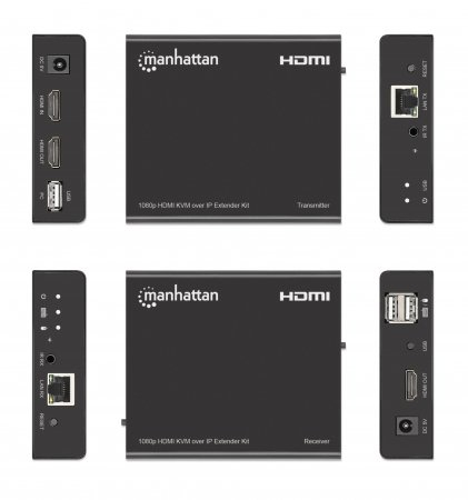 Manhattan 1080p HDMI KVM over IP Extender Kit, HDMI Extender by Single Cat5e/6 up to 120m, with IR and KVM, Black, Three Year Warranty, Retail Box – image 5