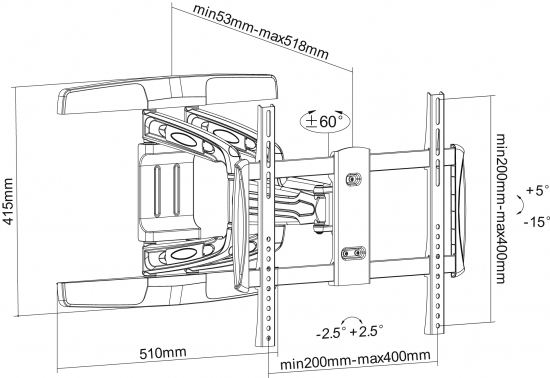 Equip 32"-55" Tilt/Swivel TV Wall Mount Bracket – image 5