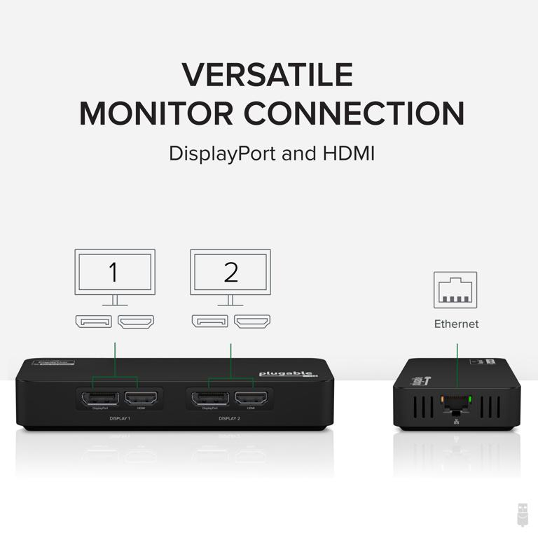 Plugable Technologies 4K DisplayPort and HDMI Dual Monitor Adapter for USB 3.0 and USB-C, Compatible with Windows and ChromeOS – image 3