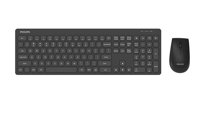 Philips 3000 series SPT6317B/93 keyboard Mouse included Universal RF Wireless QWERTY English Black
