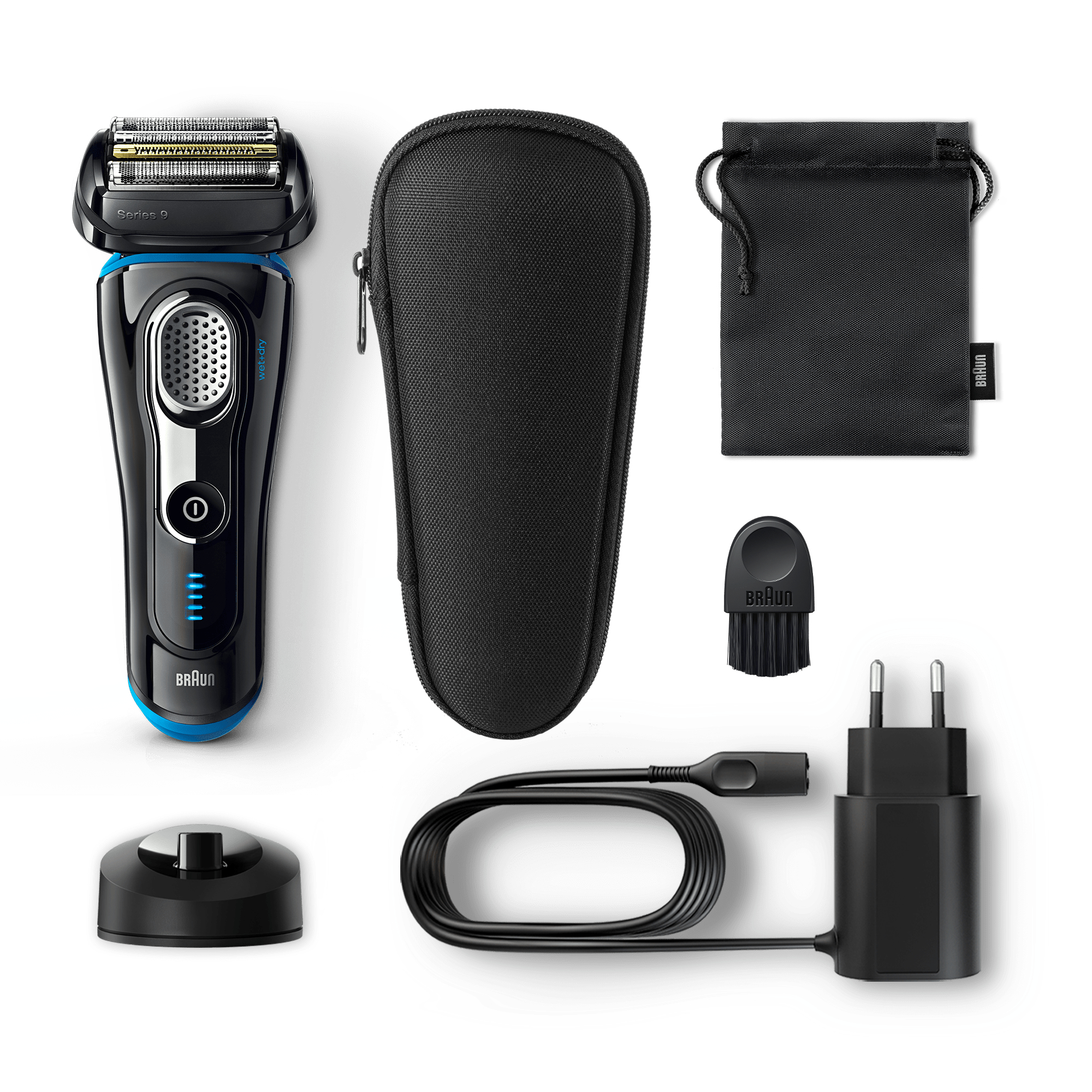 Braun Series 9 Electric Shaver for Men 9242s, Charging Stand and Travel Case - Black/Eloxal Blue – image 5