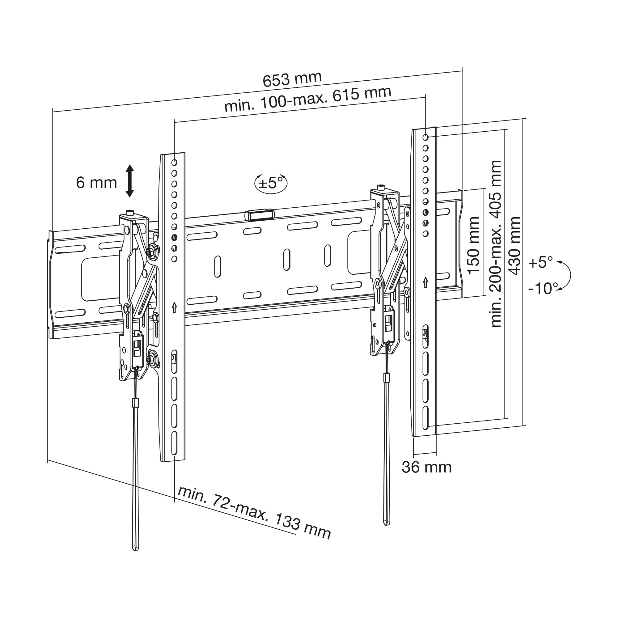 InLine Heavy-duty wall mount, tiltable, for flat screen TV (37-80"), max. – image 8