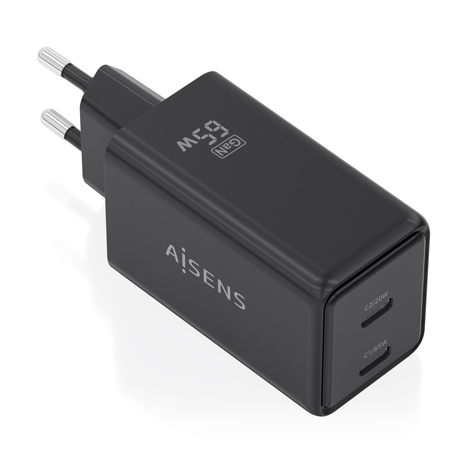 AISENS ASCH-65W2P079-BK mobile device charger Digital camera, Mobile phone, Laptop, Smartphone, Tablet, Universal Black AC Fast charging Indoor – image 1