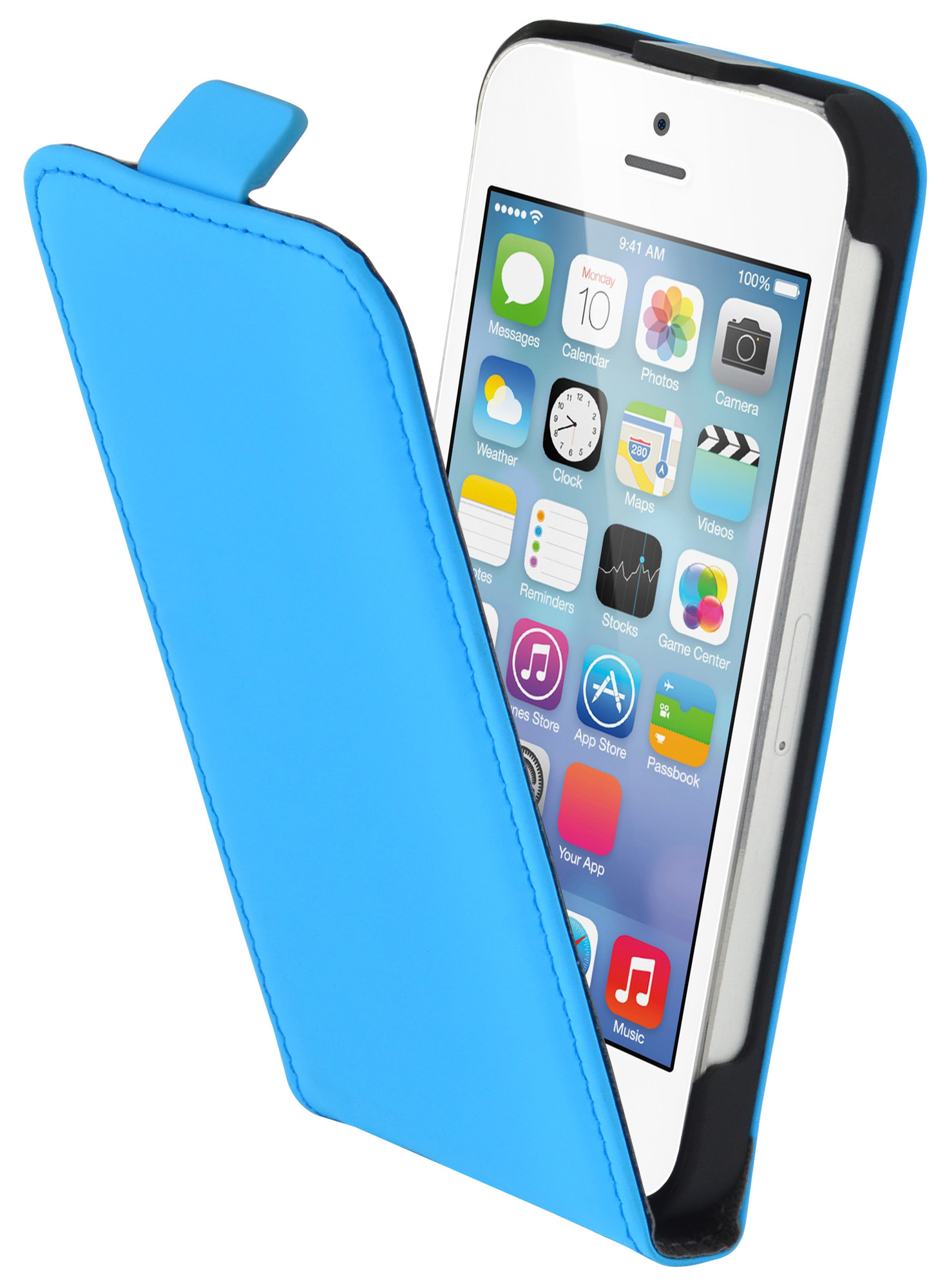 Mobiparts Premium Flip Case Apple iPhone 5, iPhone 5S, iPhone SE Light Blue