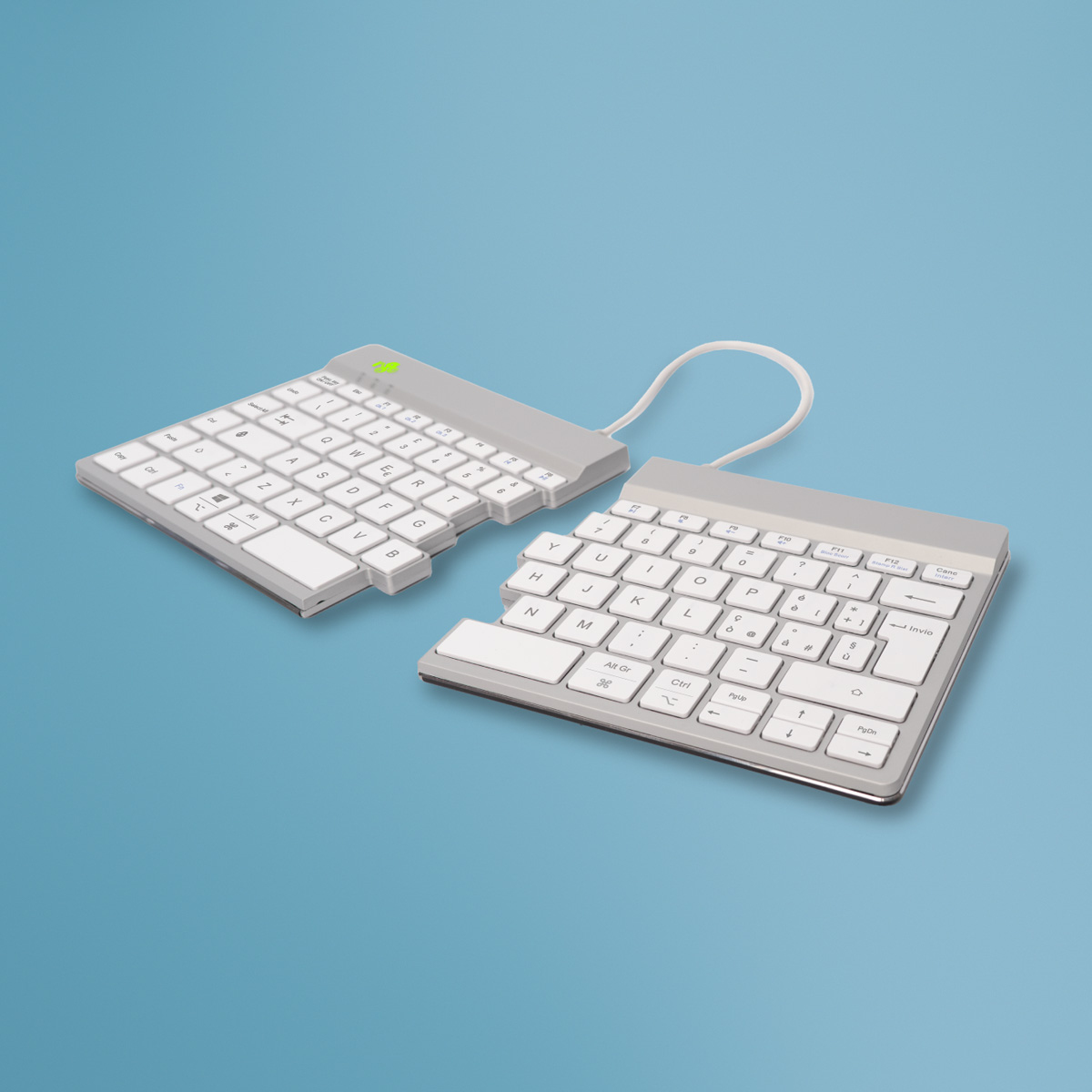 R-Go Tools Ergonomic keyboard R-Go Split Break with break software, ergonomic split keyboard, QWERTY (IT), Bluetooth, white