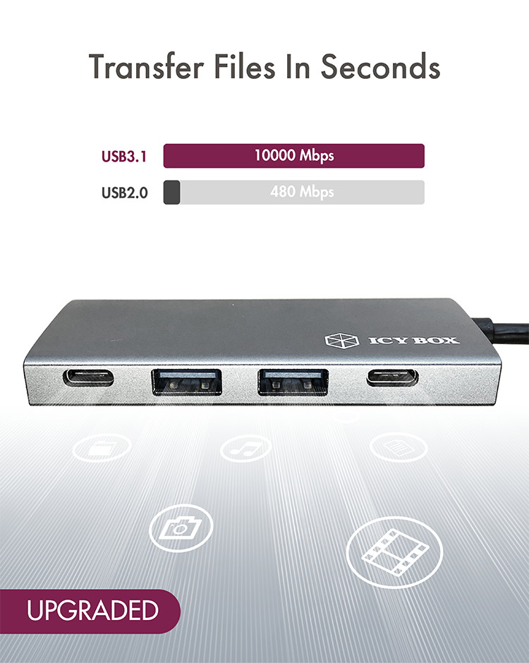 ICY BOX IB-HUB1428-C31 USB 3.2 Gen 2 (3.1 Gen 2) Type-C 10000 Mbit/s Anthracite, Black – image 9