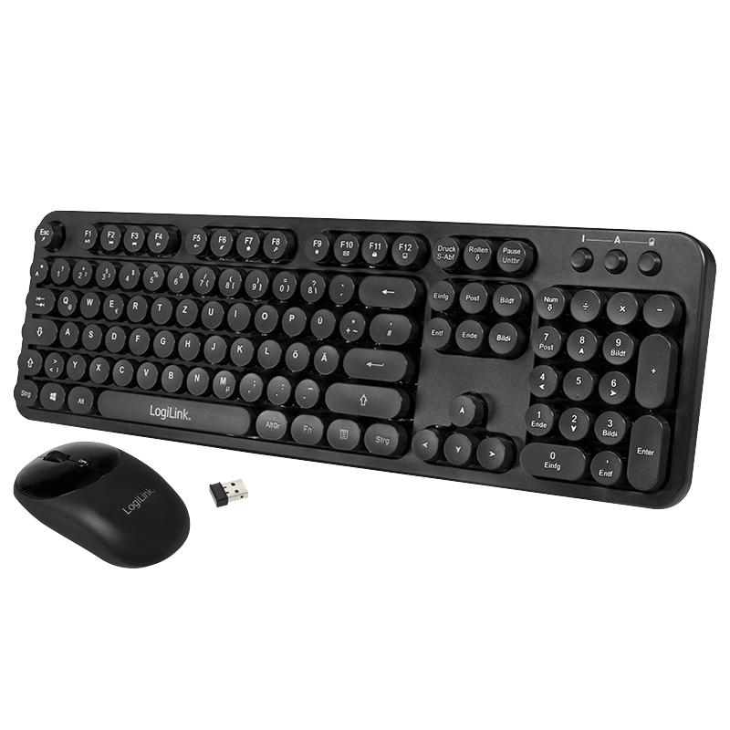 LogiLink ID0178 keyboard Mouse included Office RF Wireless QWERTZ German Black
