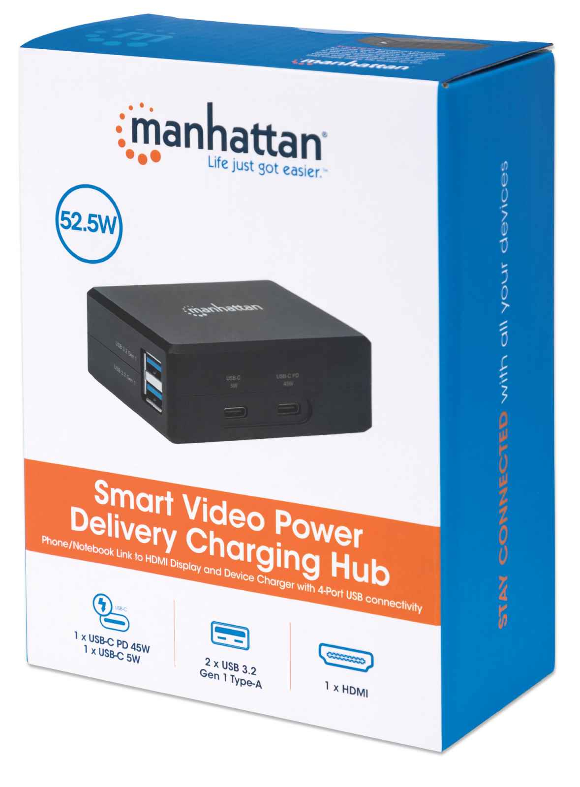 Manhattan Smart Video Multiport Dock, Ports (x5): HDMI Port, USB-A (x2), USB-C (x2), With Power Delivery to USB-C Port, Internal Power Supply, Ultra-Compact, De – image 2