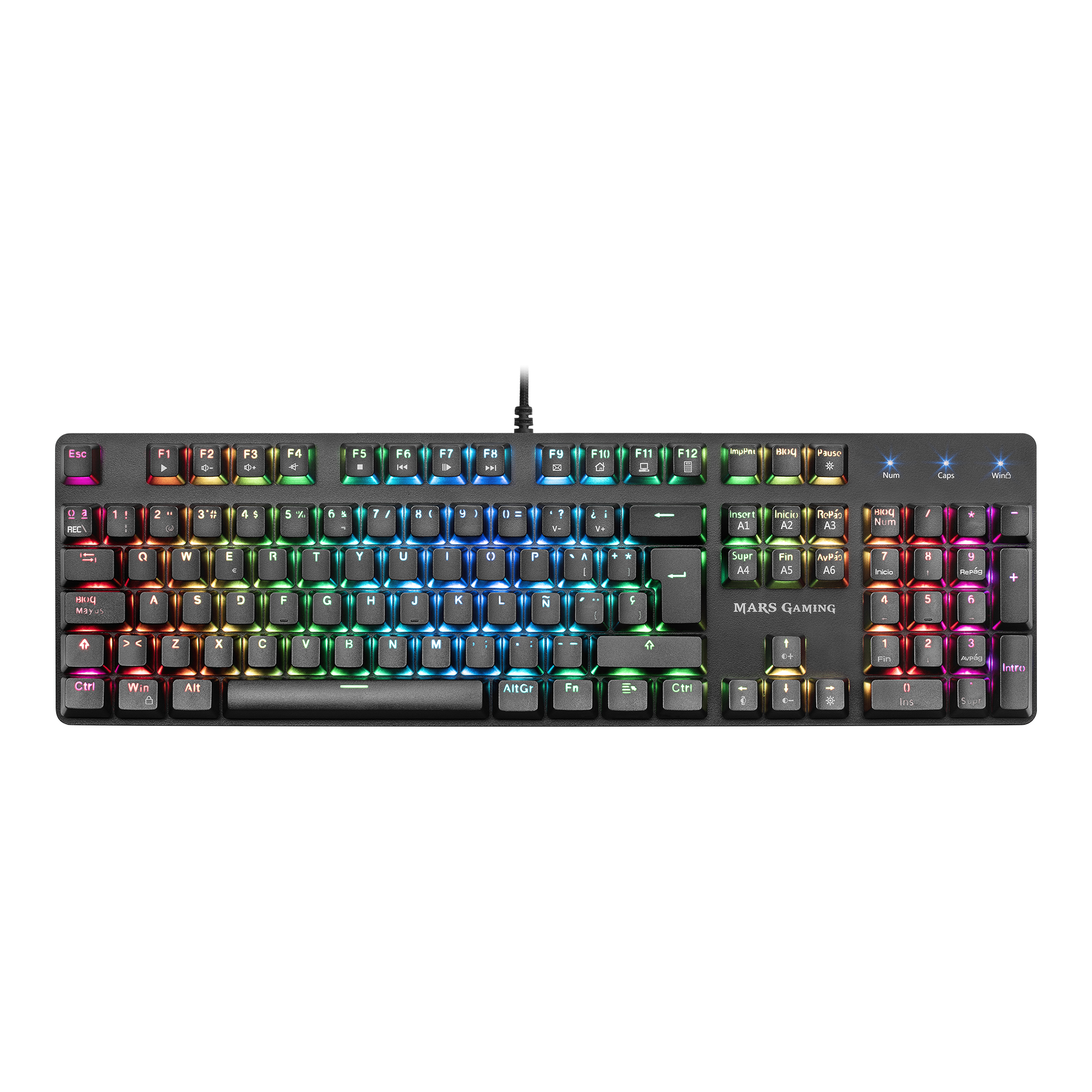 Mars Gaming MK5BES Mechanical RGB Keyboard Padded Wristrest Switch OUTEMU SQ Blue Spanish Language – image 3
